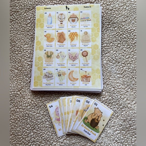 Winnie the Pooh: 85 Bilingual Large Lotería/Bingo Card & 54 Calling Card - Picture 8 of 9